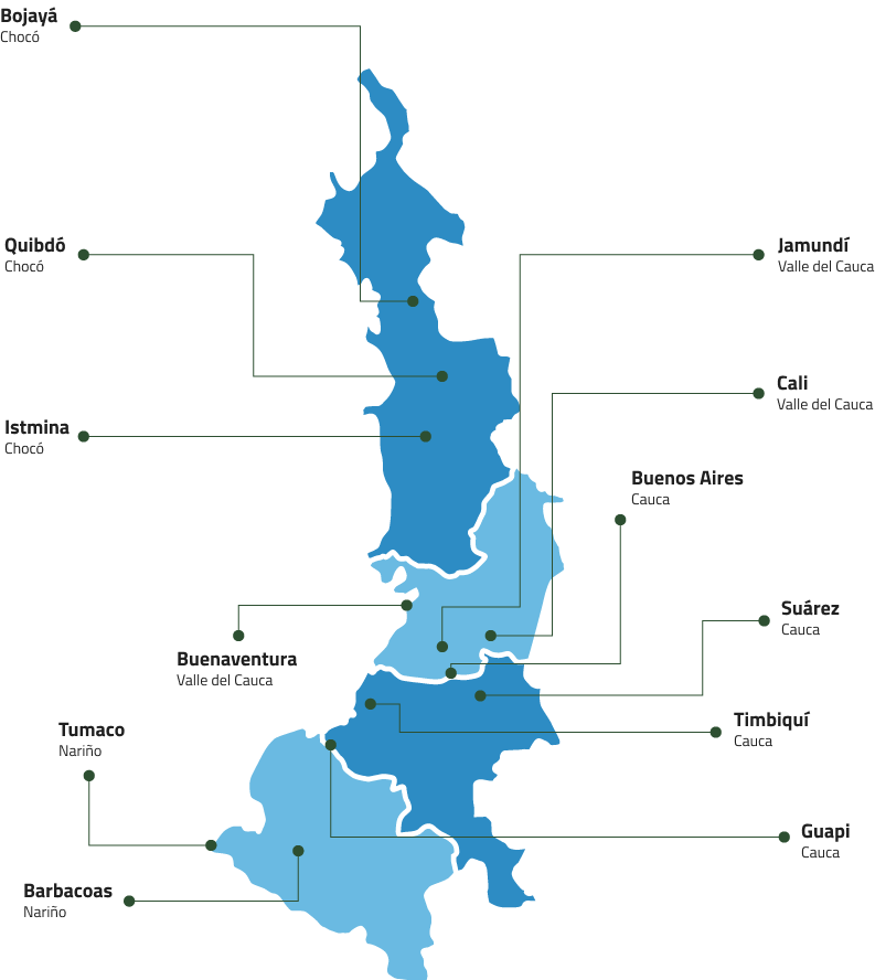 Ubicaciones de las organizaciones territoriales